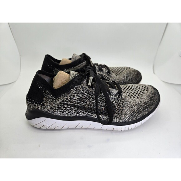Nike Shoes - Nike Free RN Flyknit Shoes Women's 5 Black White Oreo Running Athletic Sneakers